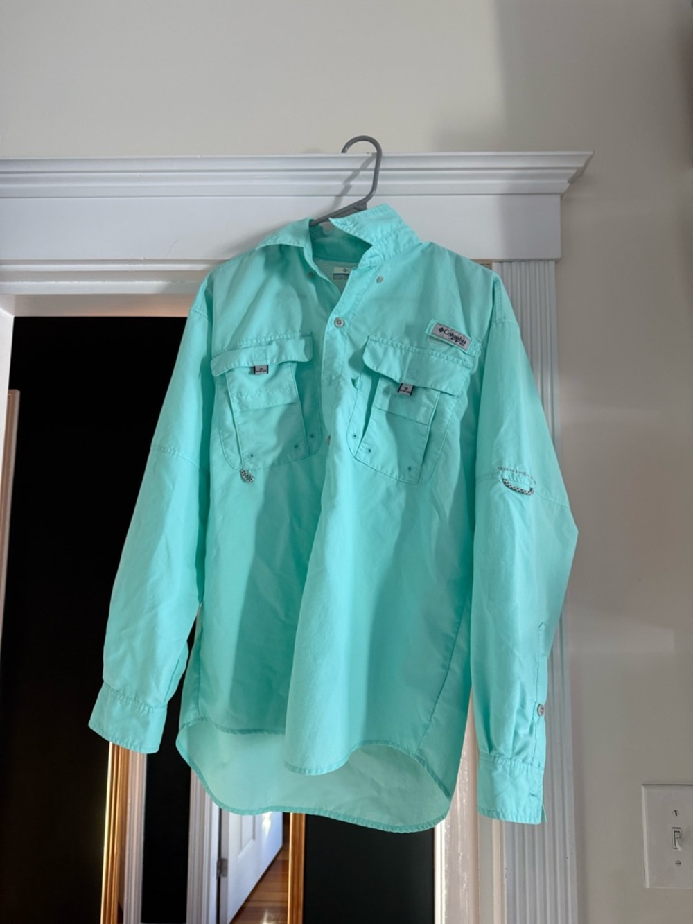 Columbia PFG Omni-Shade Fishing Shirt – Aqua | Size Small